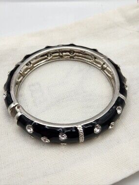 Crystal And Black Enamel Bangle Bracelet